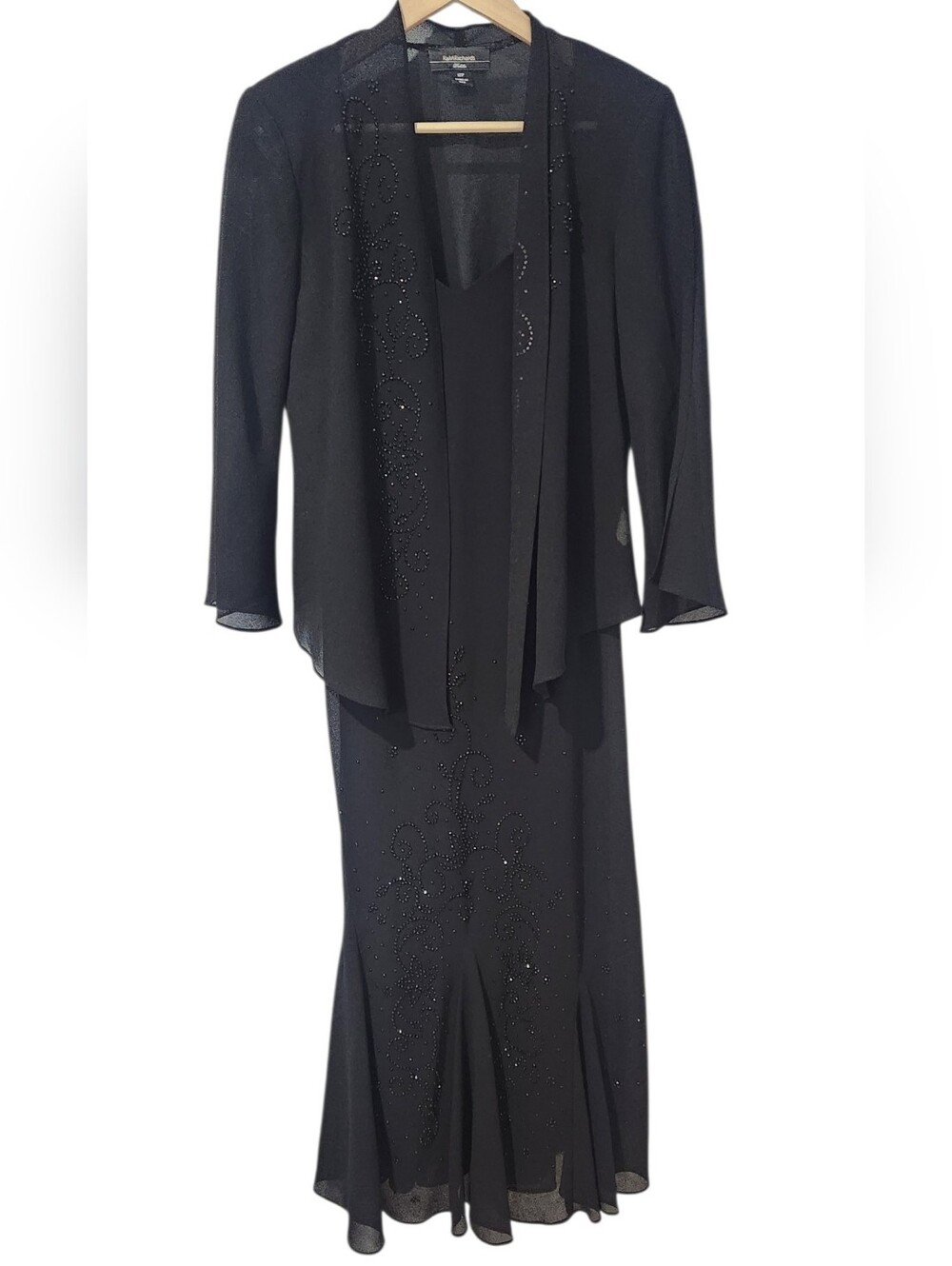 2 Piece Set R&M Richards Beaded Evening Dress & Cardigan